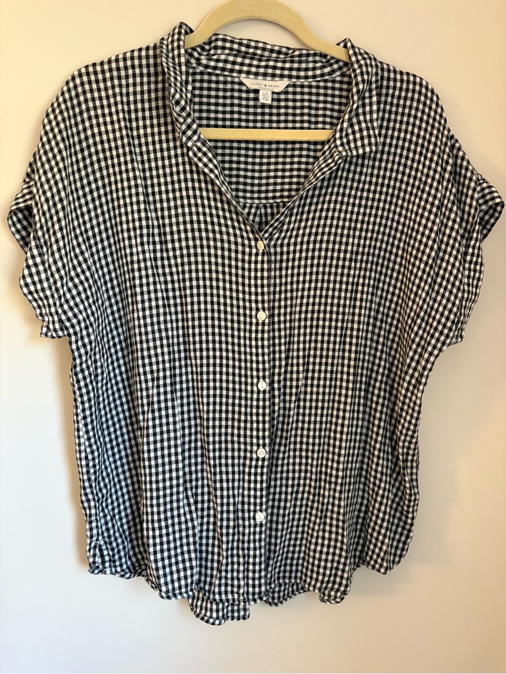 Lucky Brand Black & White Gingham Button-Down Shirt